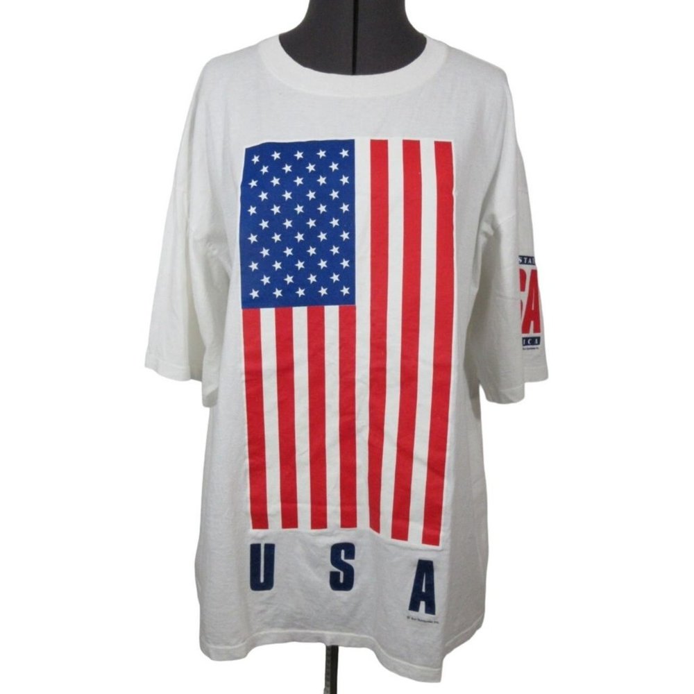 Sun Sportswear‎ vintage single stitch American flag print patriotic t-shirt
